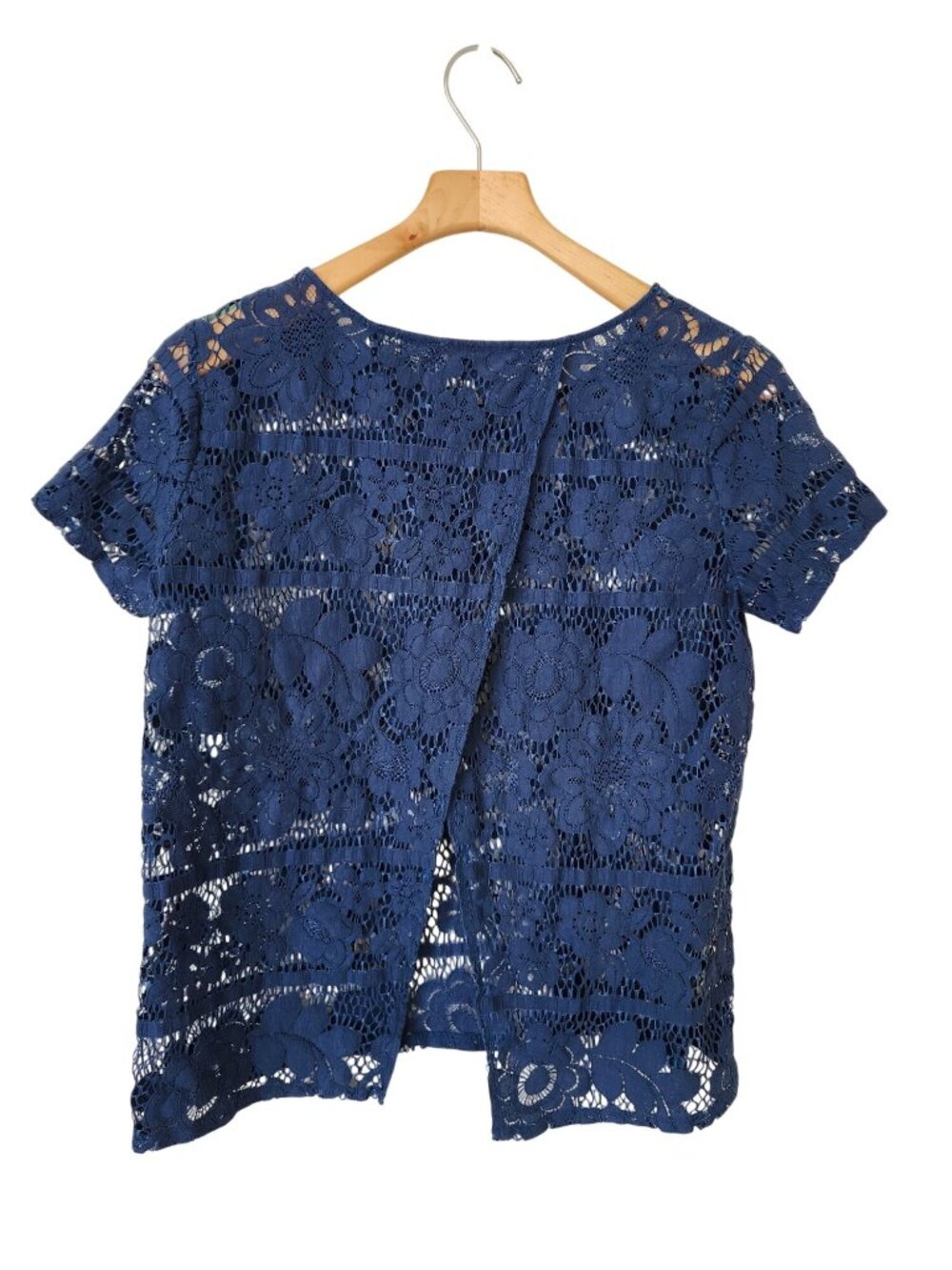 Whimsical Floral Lace Top Navy Blue Summer Fairy Beachy Boho Garden Girl Cute - Picture 2 of 8